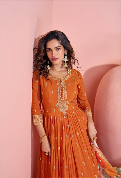 Matrut  | Citrus Masti Orange Floral Gown