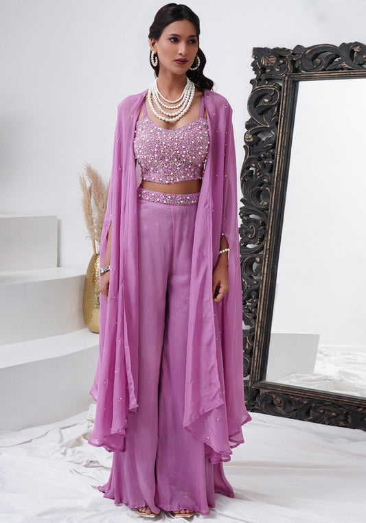 Matrut  |  Dewdrop Delight Purple Palazzo Set