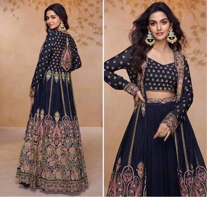 Matrut |  Prachi Navy Blue Trio Set