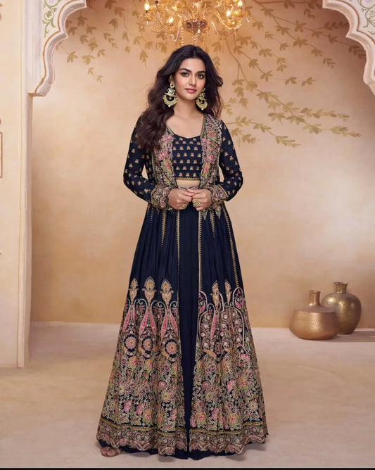 Matrut |  Prachi Navy Blue Trio Set
