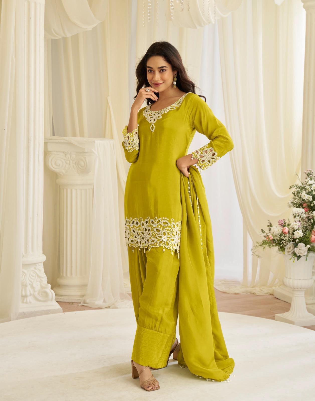 Jinayaa Lime Green Farsi Salwaar Suit