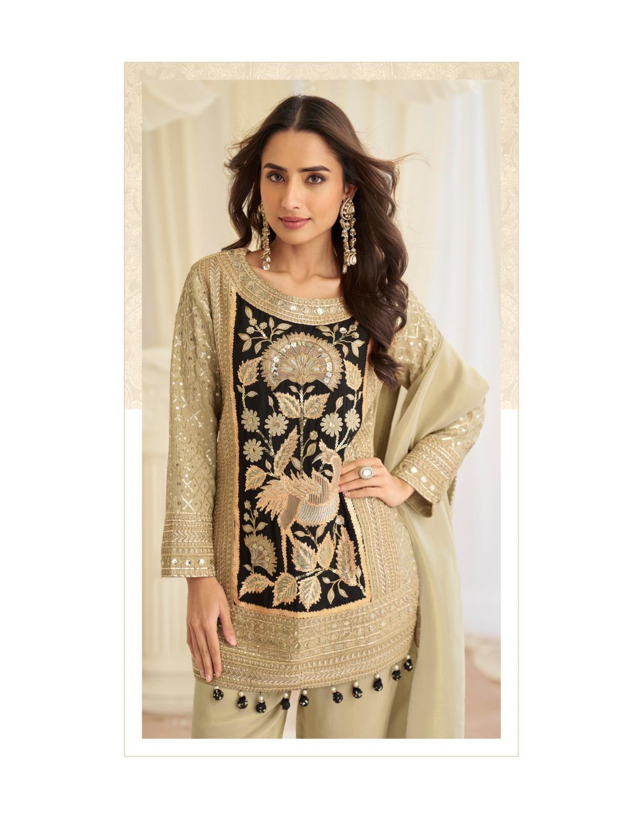 Jinayaa Beige Palazzo Suit