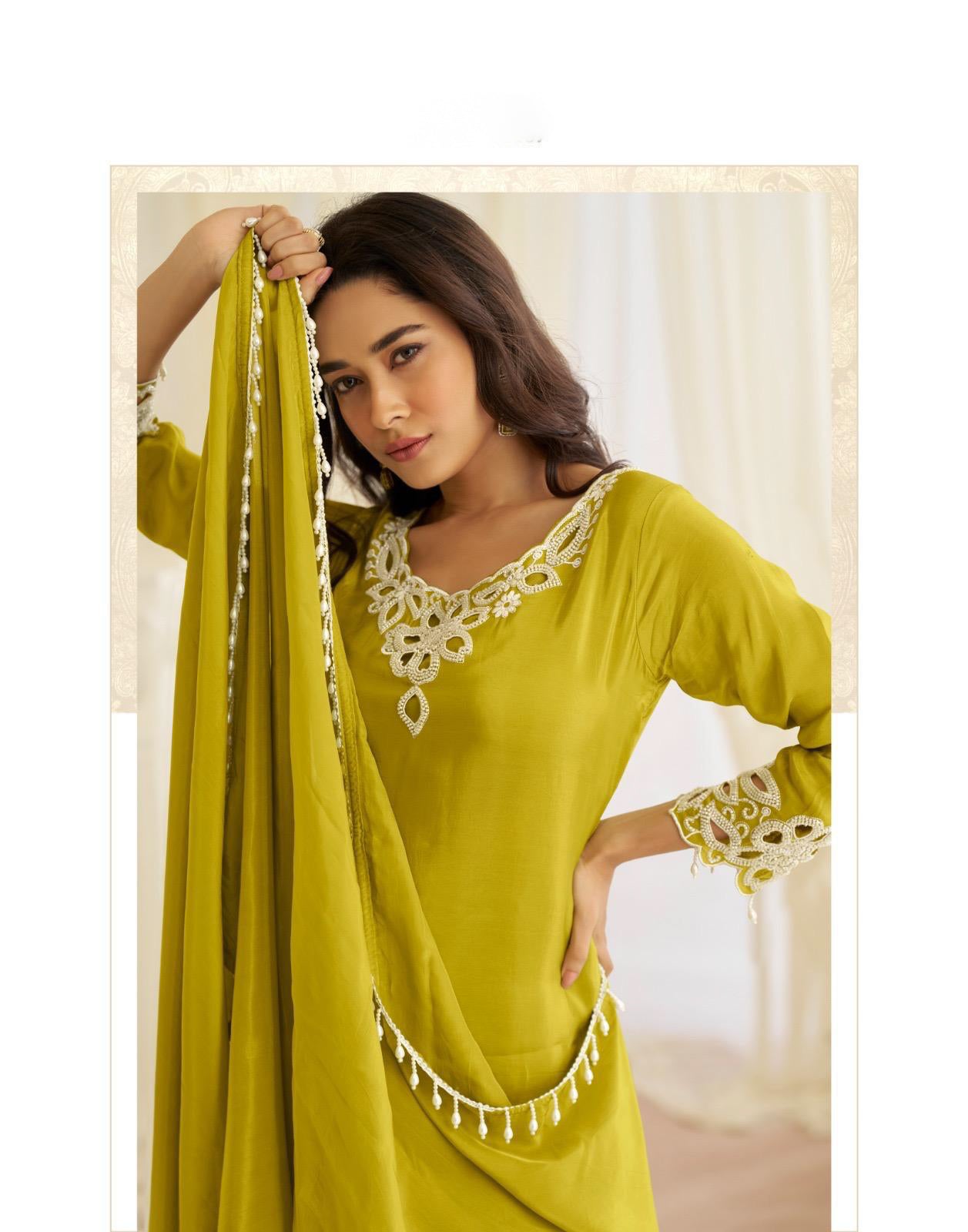 Jinayaa Lime Green Farsi Salwaar Suit