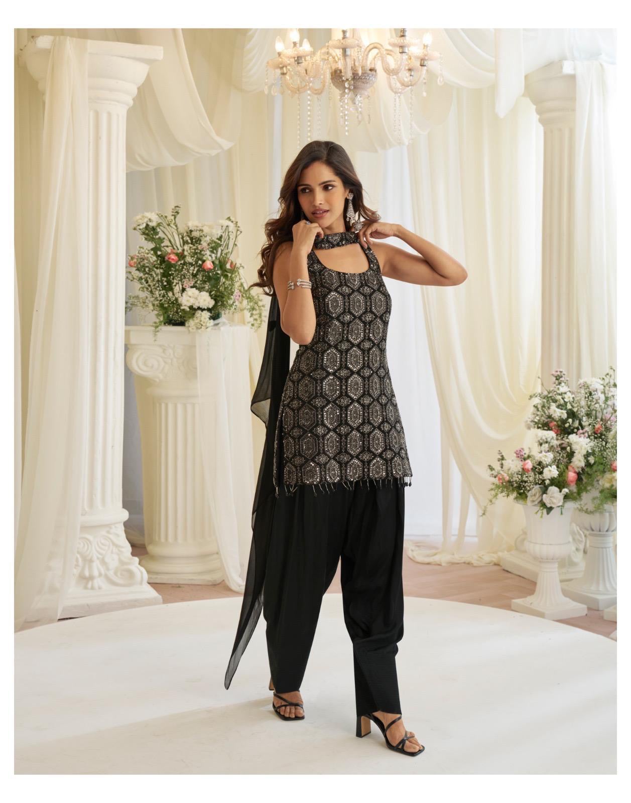 Jinayaa Black Dhoti Suit