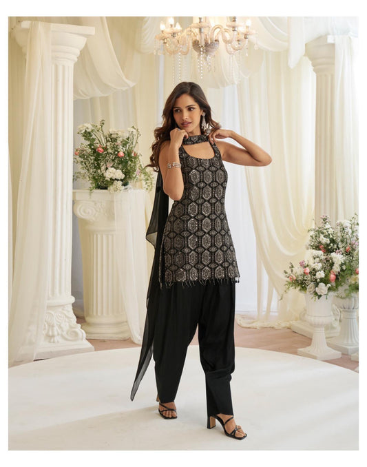 Jinayaa Black Dhoti Suit