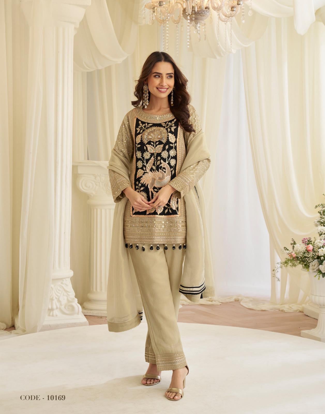 Jinayaa Beige Palazzo Suit