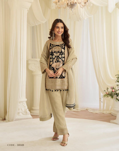 Jinayaa Beige Palazzo Suit