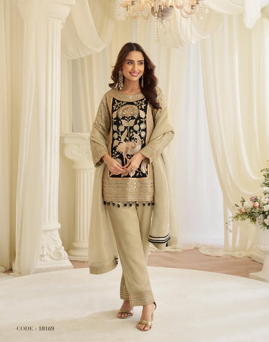 Jinayaa Beige Palazzo Suit