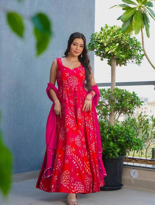 Matrut | Malini Reddish Pink Anarkali Gown