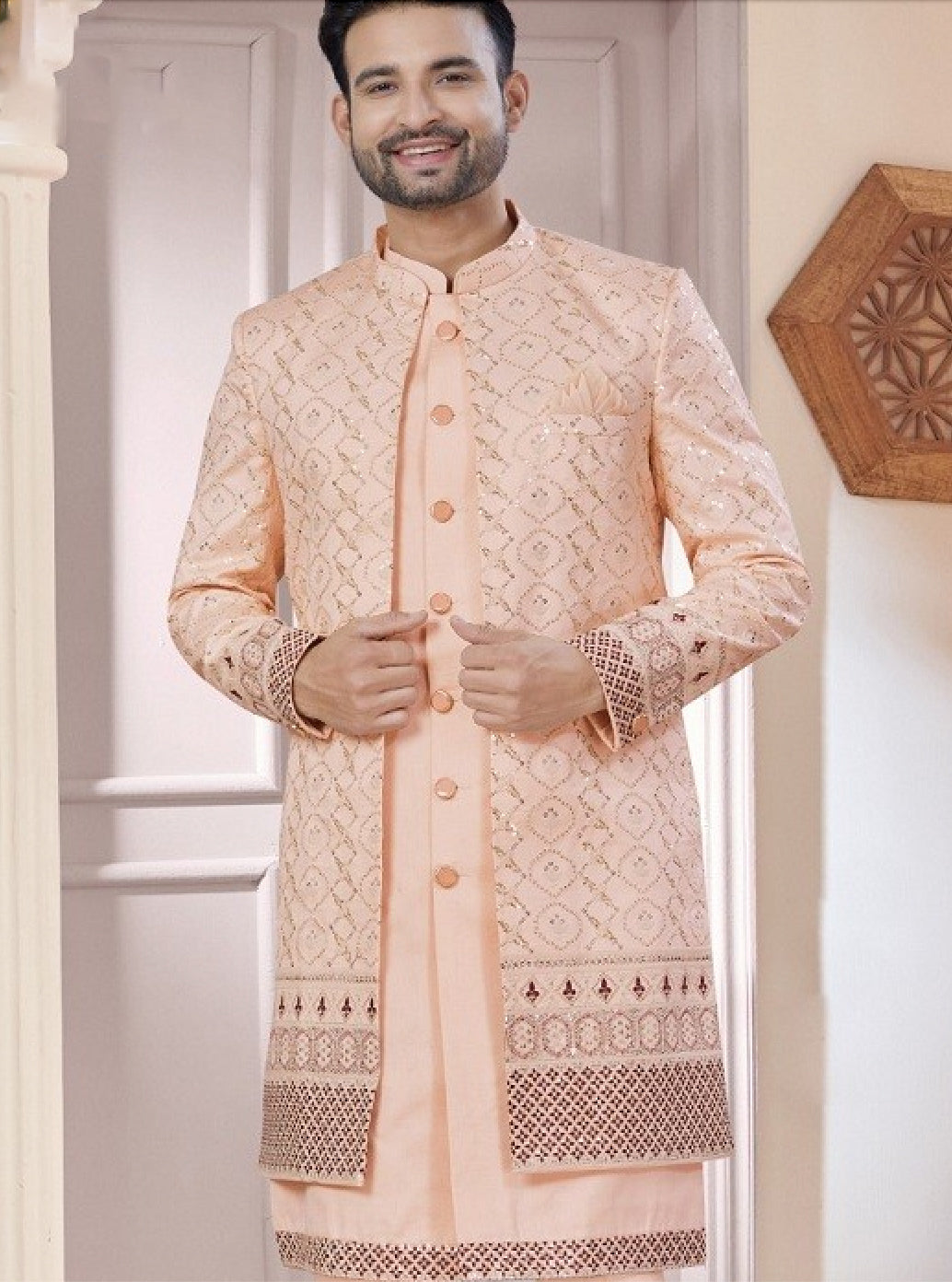 Matrut | King's Kutch Peach Kurta Set