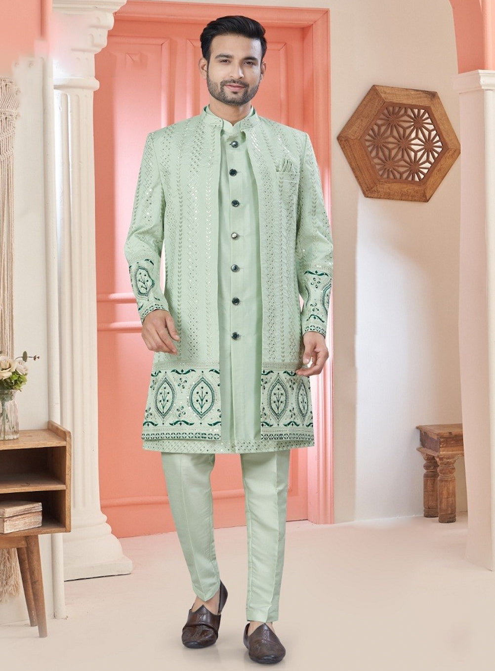 Matrut | King's Kutch Light Green Kurta Set