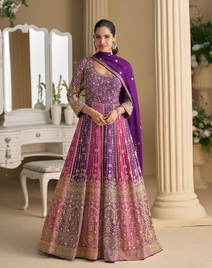 Matrut |  Rubta Purple Multicolor Gown