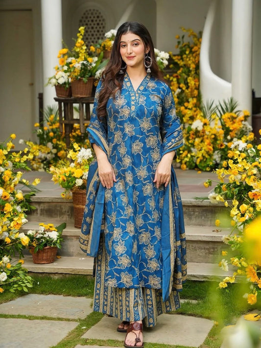 Matrut | Pranali Blue Straight Suit