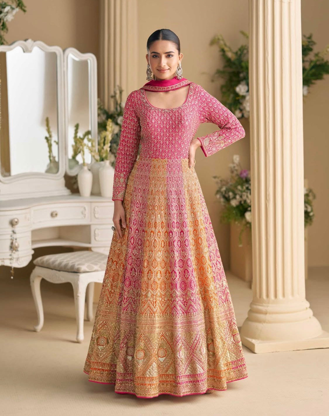 Matrut |  Rubta Blush Pink Multicolor Gown