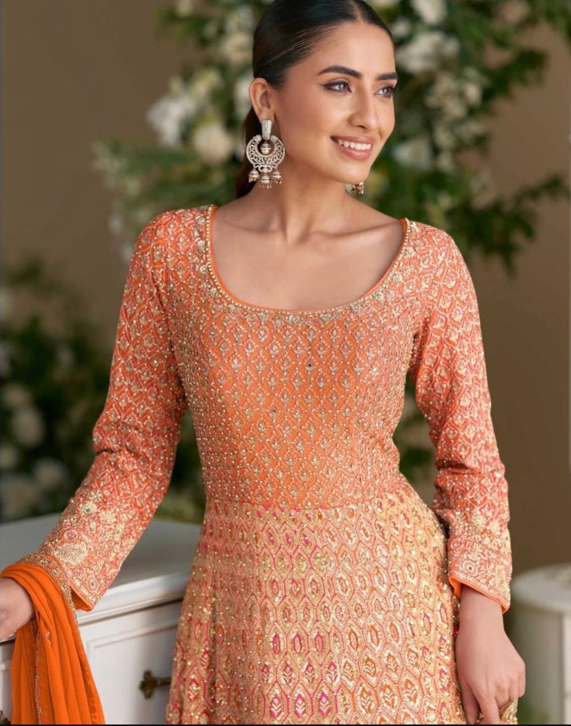 Matrut |  Rubta Orange Multicolor Gown