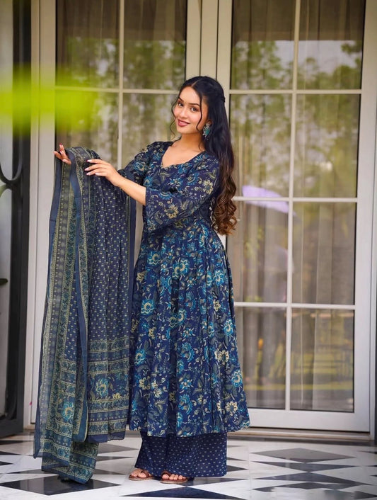 Matrut | Gul Navy Blue Anarkali Suit