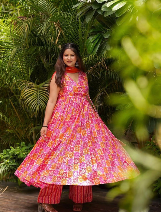 Matrut | Gul Pink-Orange Anarkali Suit