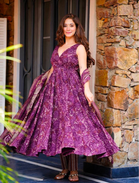 Matrut | Gul Purple Anarkali Suit