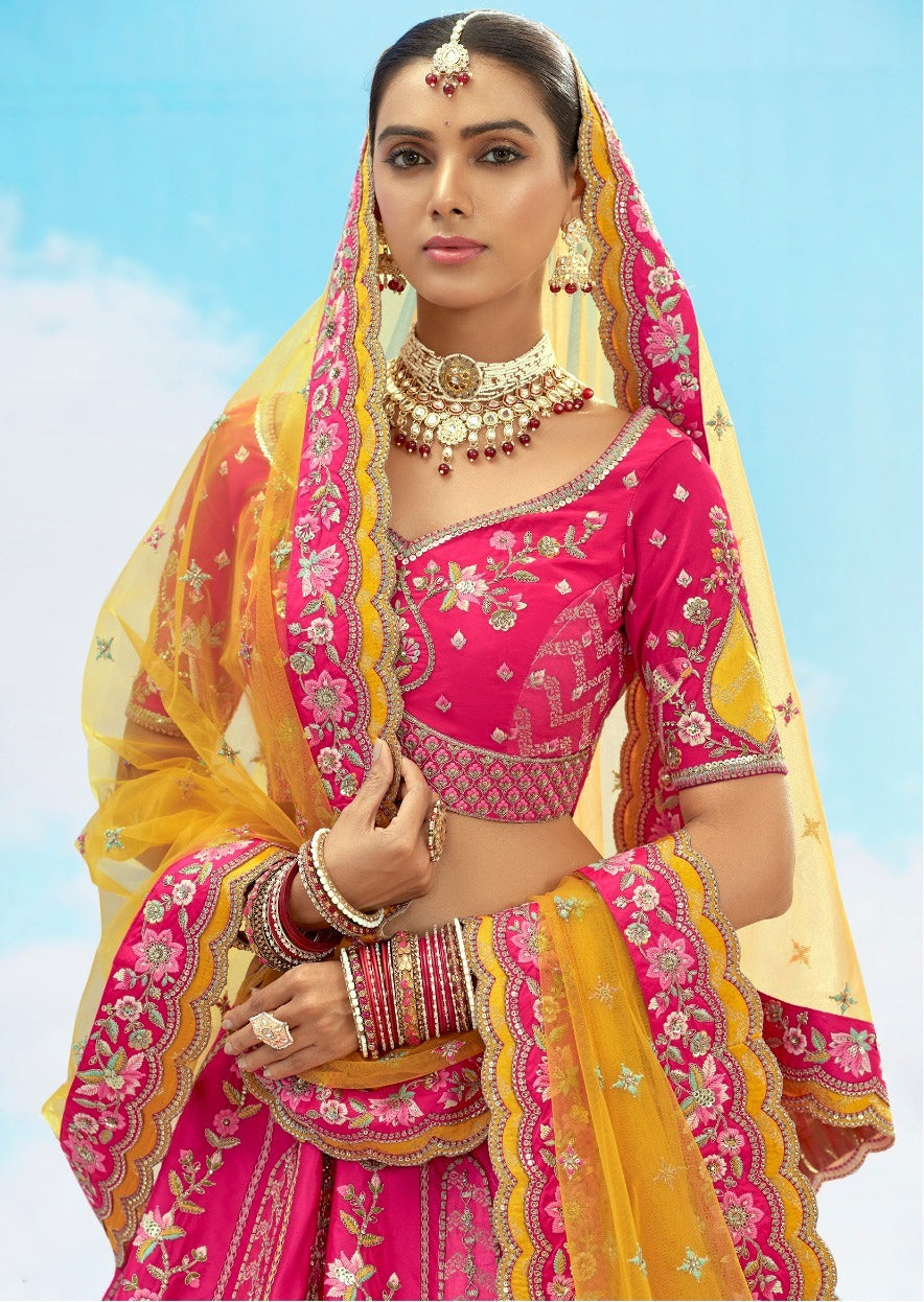 Matrut | Ehsaas Pink Yellow Lehenga Set