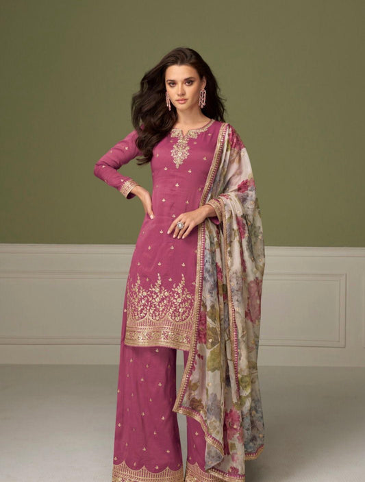 Matrut | Gulnaaz Pink Palazzo Suit