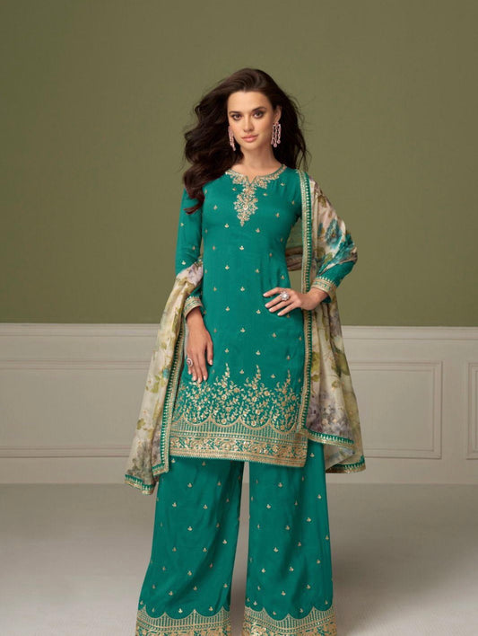 Matrut | Gulnaaz Green Palazzo Suit
