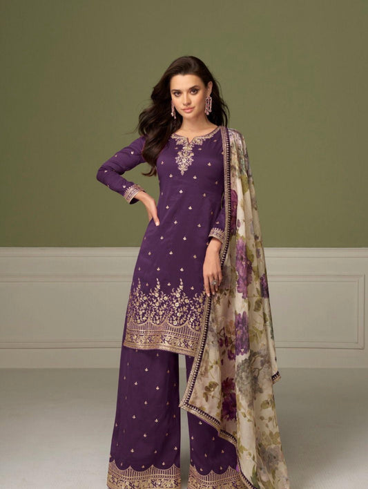 Matrut | Gulnaaz Purple Palazzo Suit