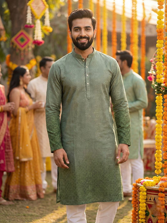 Matrut | Mool Mehendi Green Kurta Set