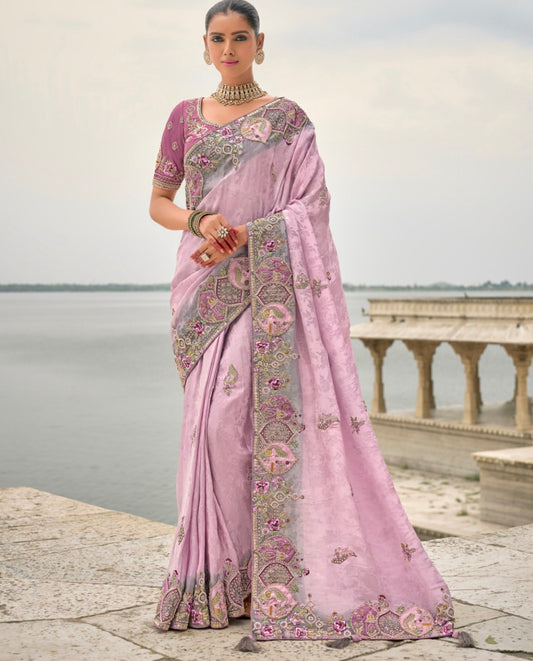Matrut |  Crown Weaves Lavender Saree