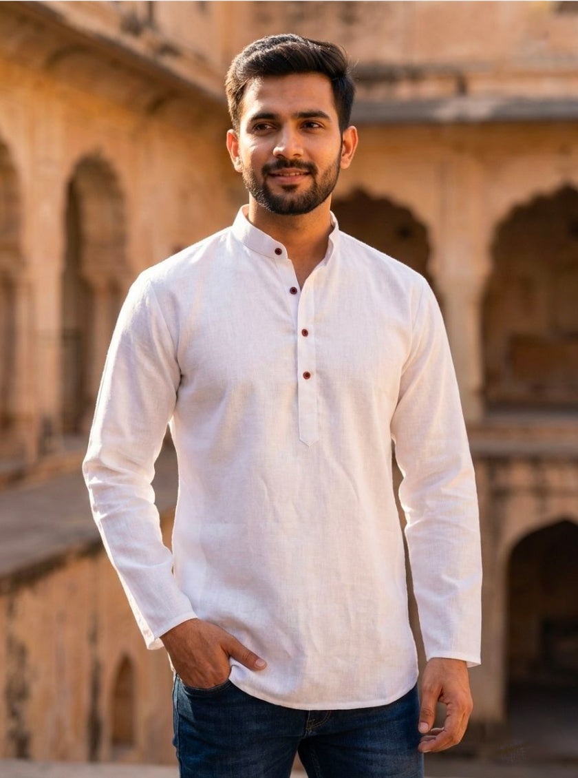 Heritage Hues White Short Kurta