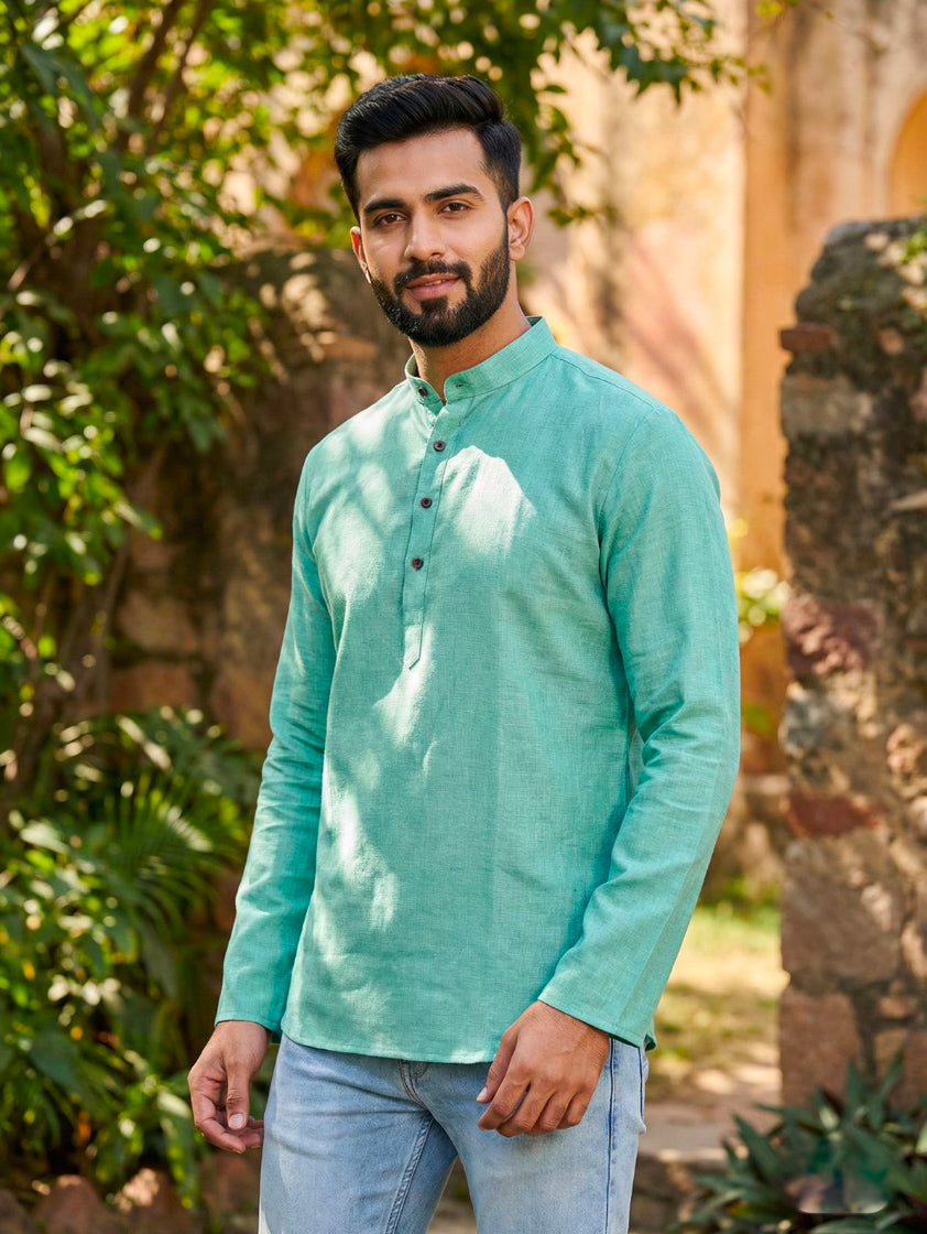 Heritage Hues Mint Green Short Kurta