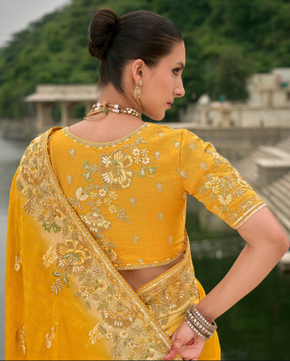 Matrut |  Crown Weaves Yellow Saree