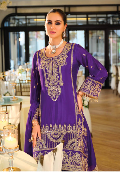 Manpreet Purple A-line Suit