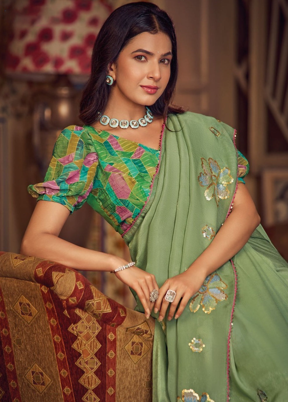 Matrut | Lalala Pista Green Saree