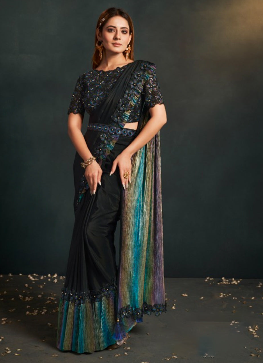 Matrut  | 1 min Saree Black Moet Glam