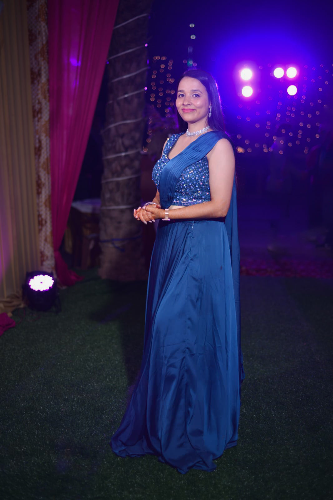 RESALE | Cocktail Ocean Blue Indo-Western Dress | By Lovely