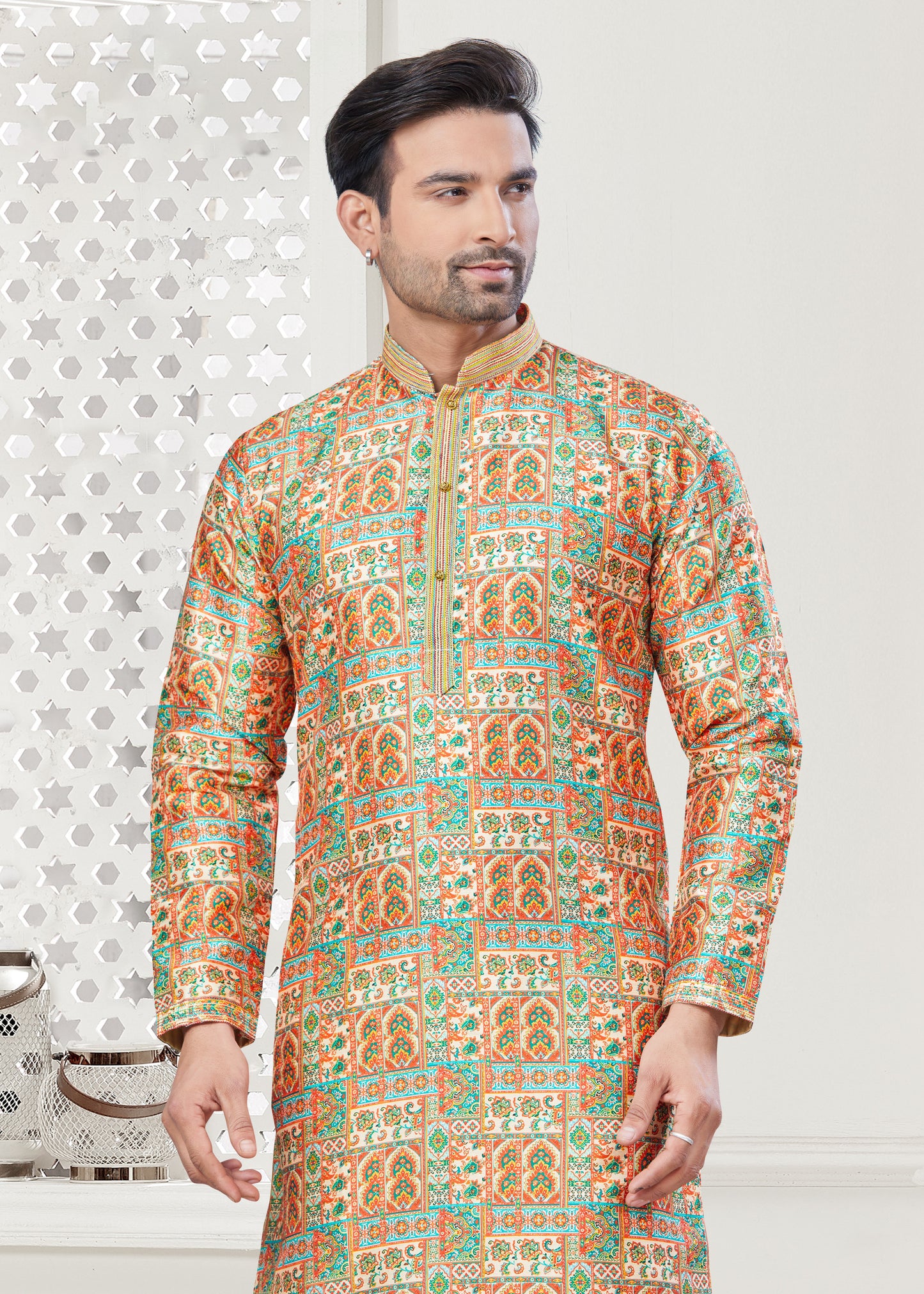 Matrut | Arvak Orange Multicolor Kurta Set