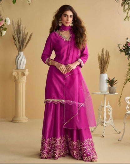 Matrut  | Amara Hot Pink Sharara Suit