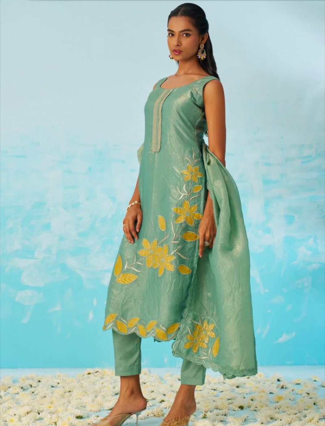 Jasmine1 Green Straight Suit