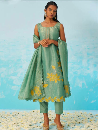 Jasmine1 Green Straight Suit