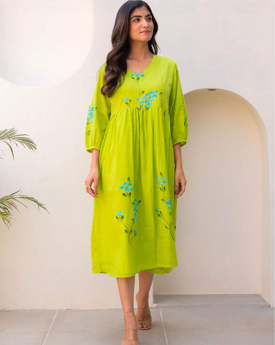 Panchi Natural Green Maxi Dress