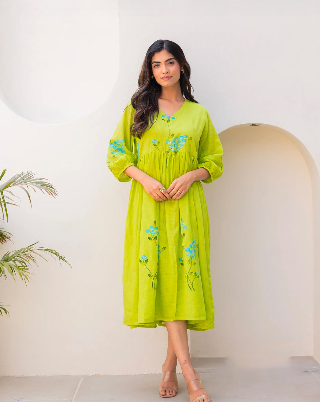Panchi Natural Green Maxi Dress