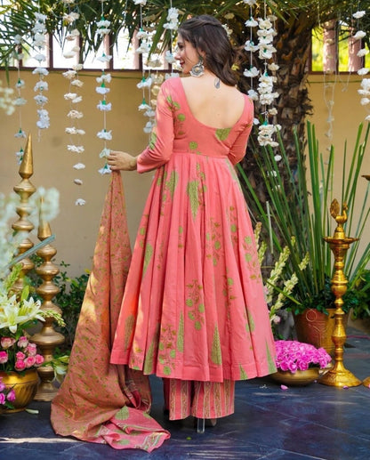 Sukoon Peach Anarkali Suit