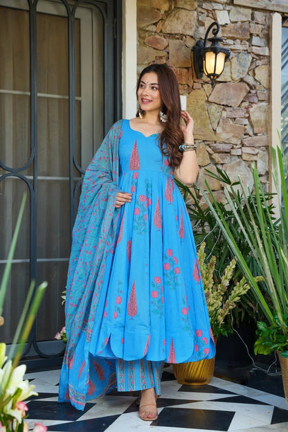 Sukoon Blue Anarkali Suit