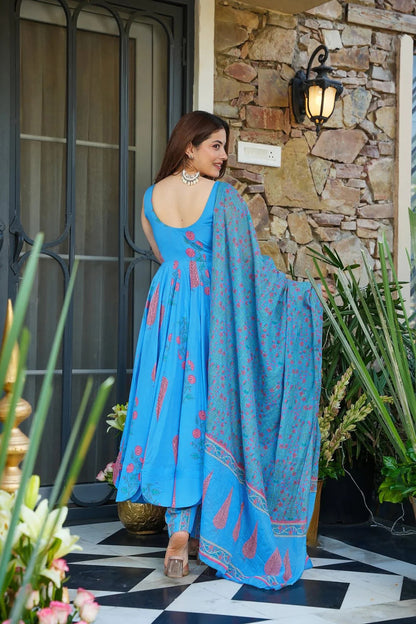 Sukoon Blue Anarkali Suit