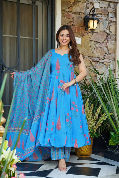 Sukoon Blue Anarkali Suit