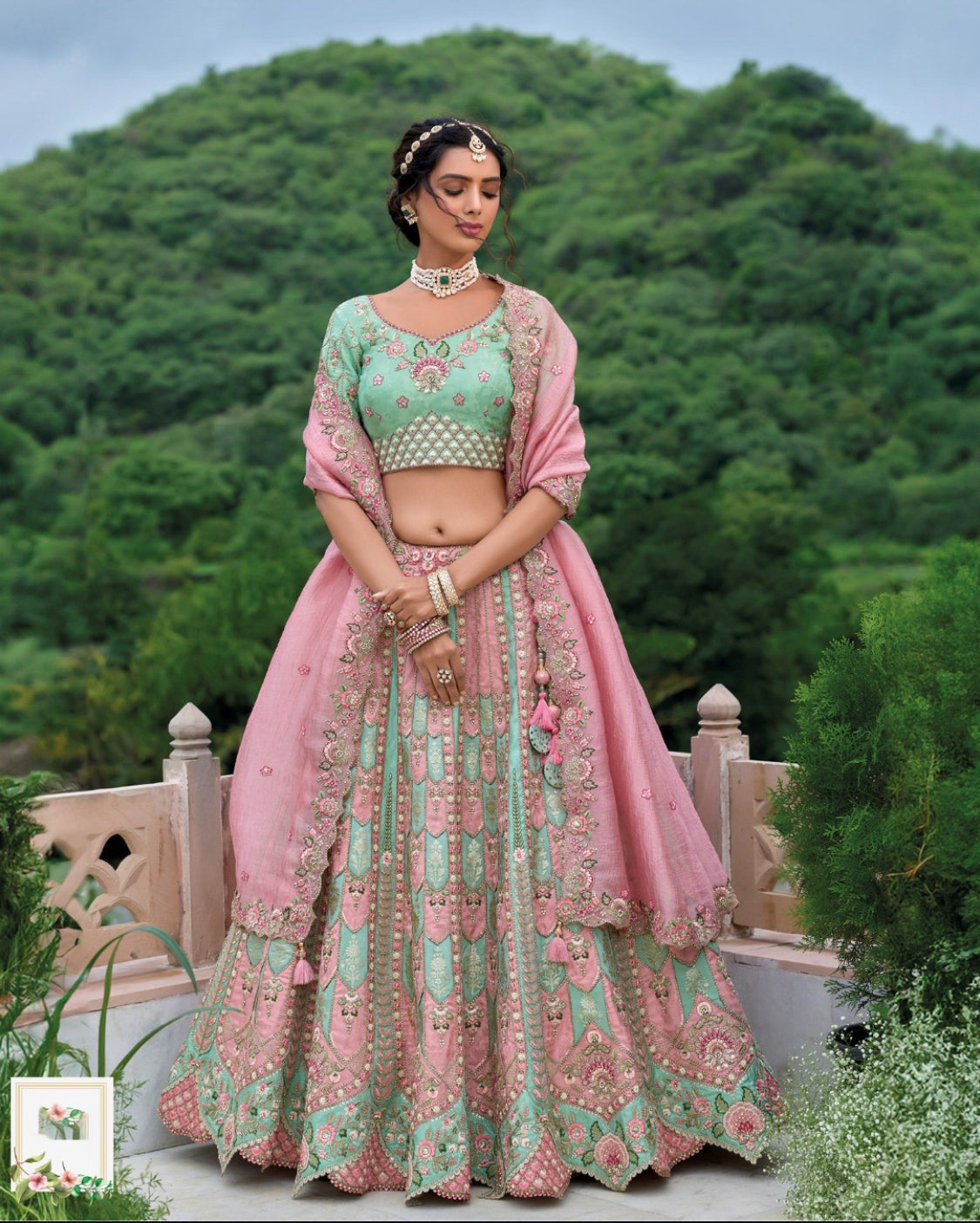 Matrut | Shagun Sea Green Lehenga Set