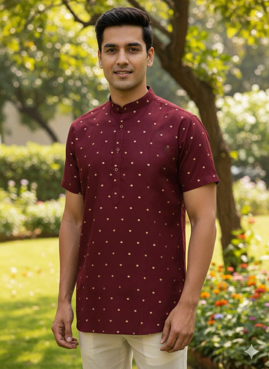Matrut | Milap Maroon Short Kurta