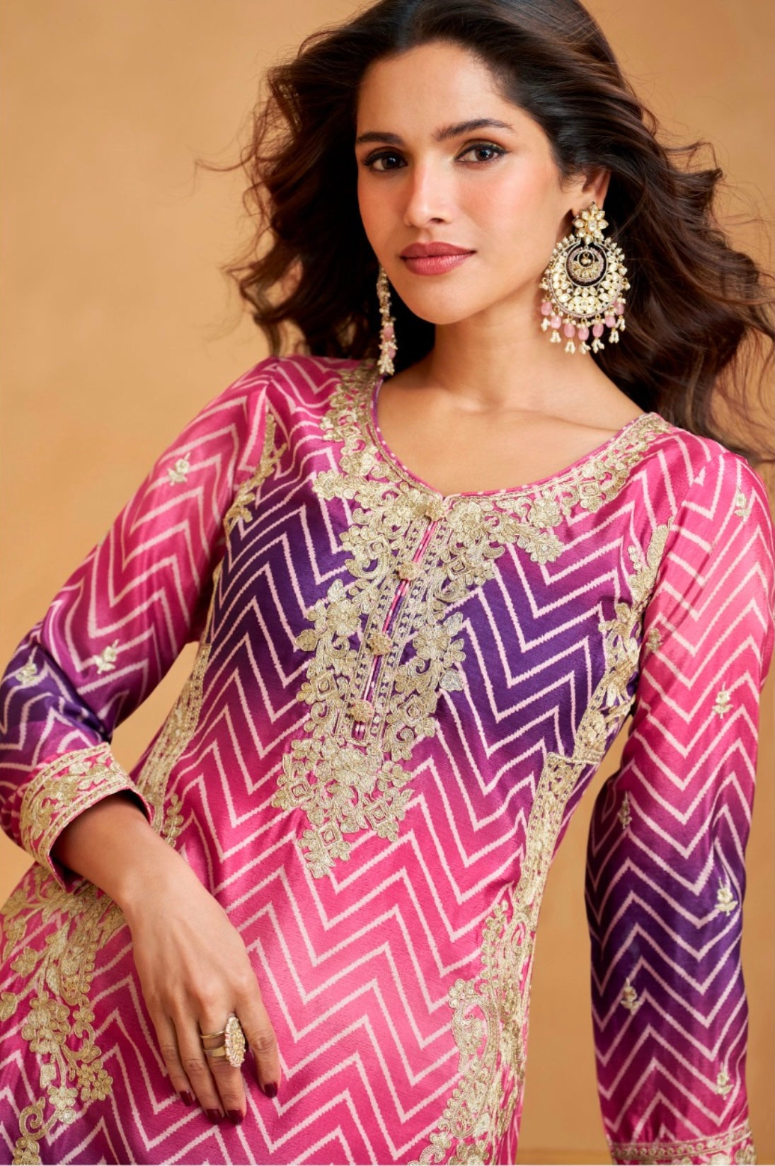 Matrut  | Prismatic Elegance Pink Sharara Suit