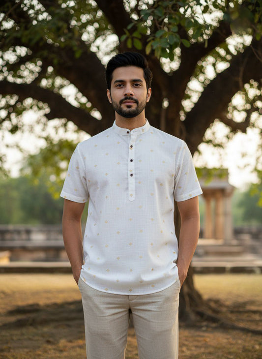 Peak Pastels White Short Kurta