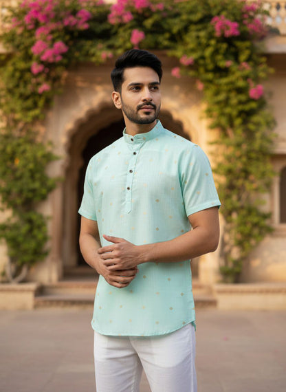 Matrut | Peak Pastels Sky Blue Short Kurta
